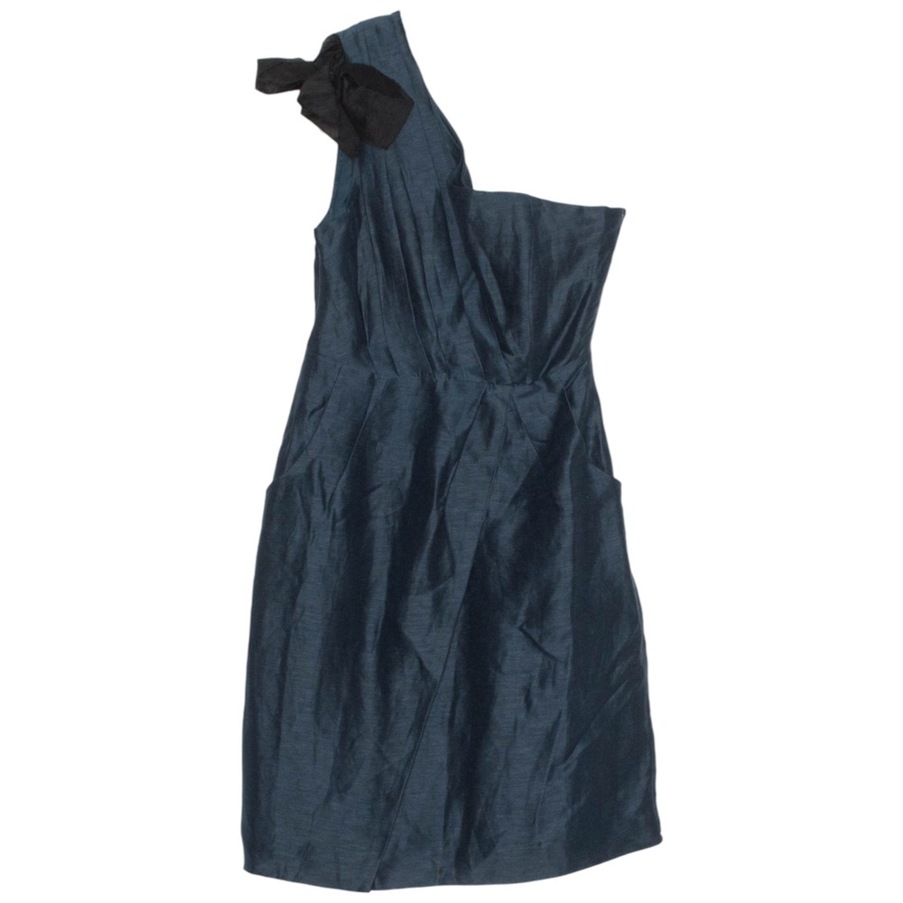NEW Va Et Vien Dress One Shoulder Linen Silk Cottage Dark Academia HOCO Blue 2